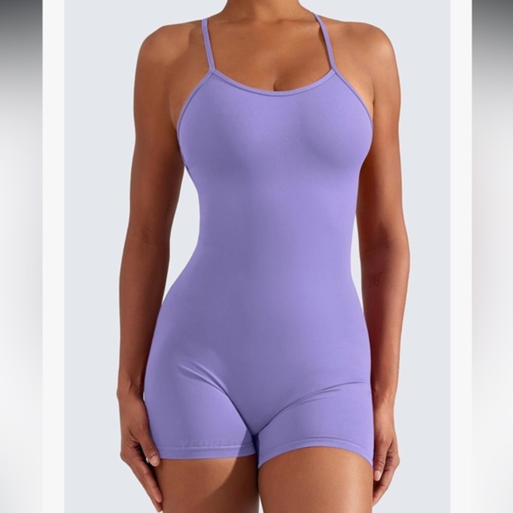 Women's Lavender Bodysuit Workout Onesie